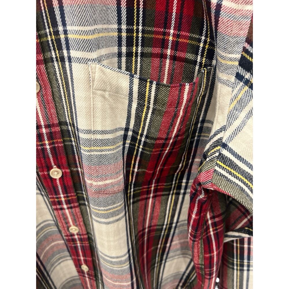 GAP Men’s XL Relaxed Fit Plaid Flannel Shirt Red Beige Black Long Sleeve Cotton - Picture 3 of 4